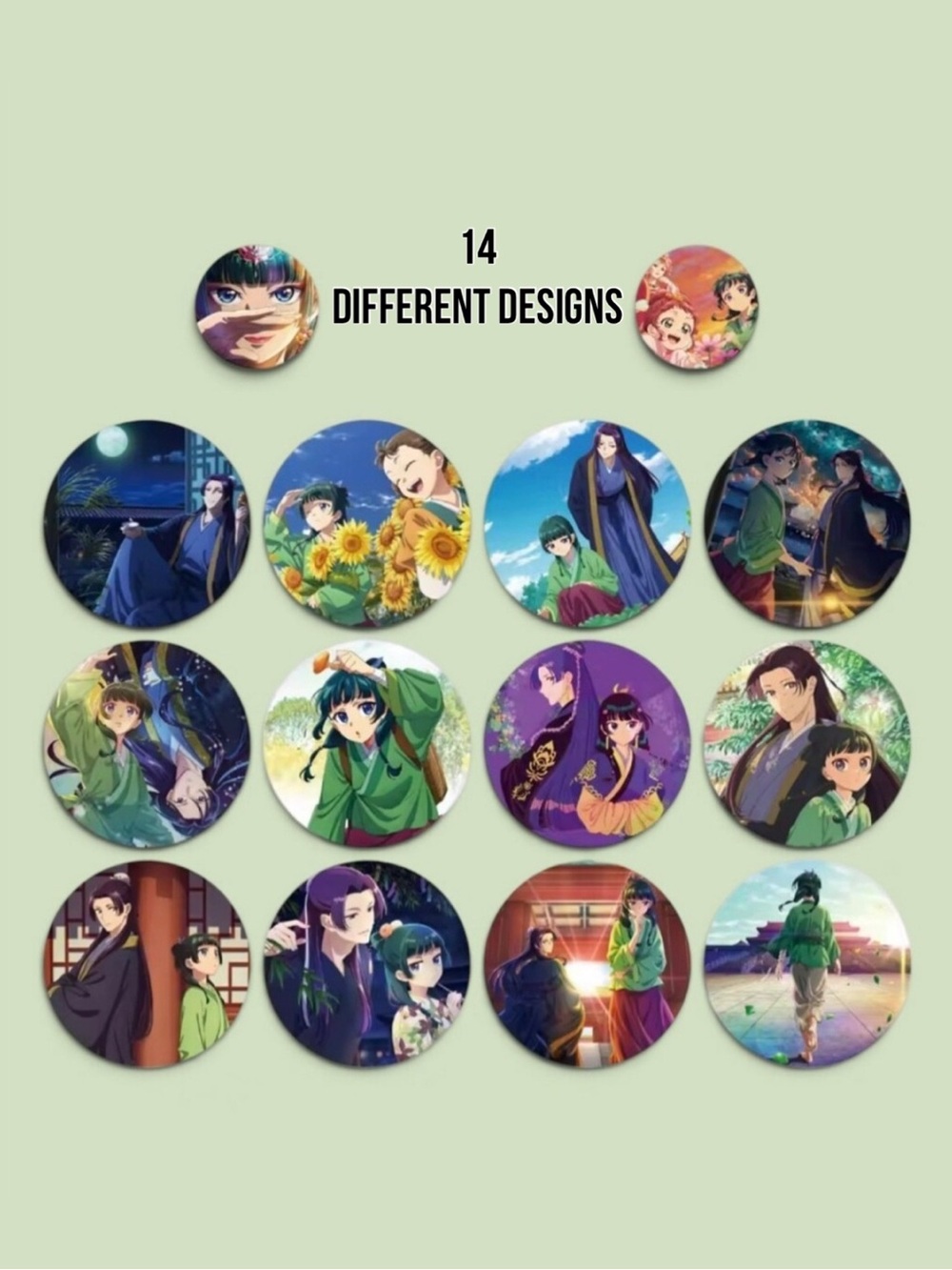 Anime The Apothecary Diaries Sticker Set - Green & Multicolor